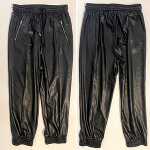 William B Black Faux Leather Jogger Pants size Large